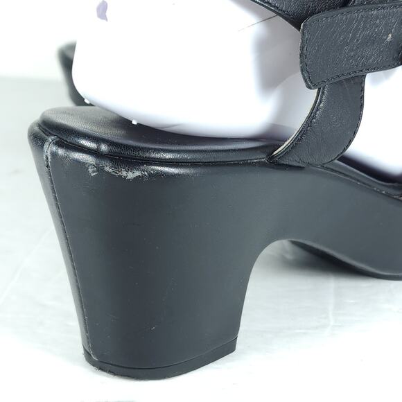 AGL Women’s US 9-9,5 EU40 Black Leather Cross STrap Chunky Platform Sandals - Picture 15 of 16